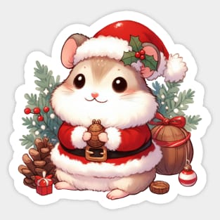 Cute Christmas Santa Hamster Sticker